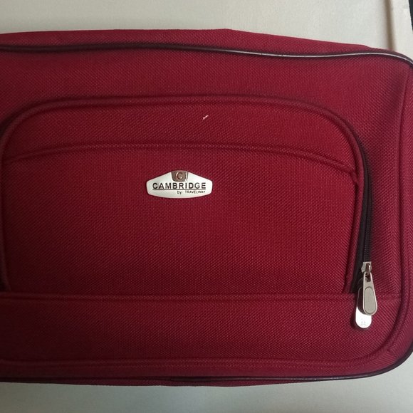 The Cambridge Travel Satchel Crossbody Bag Vinyl Just Like New Red 16" x 11"x5" - Picture 2 of 4
